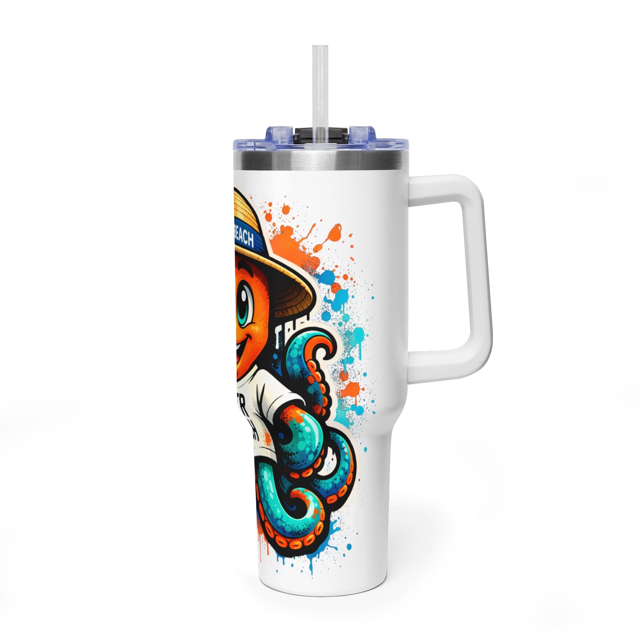 40oz Vacuum Tumbler — B3TR Beach Octopus Design (Insulated Travel Mug)