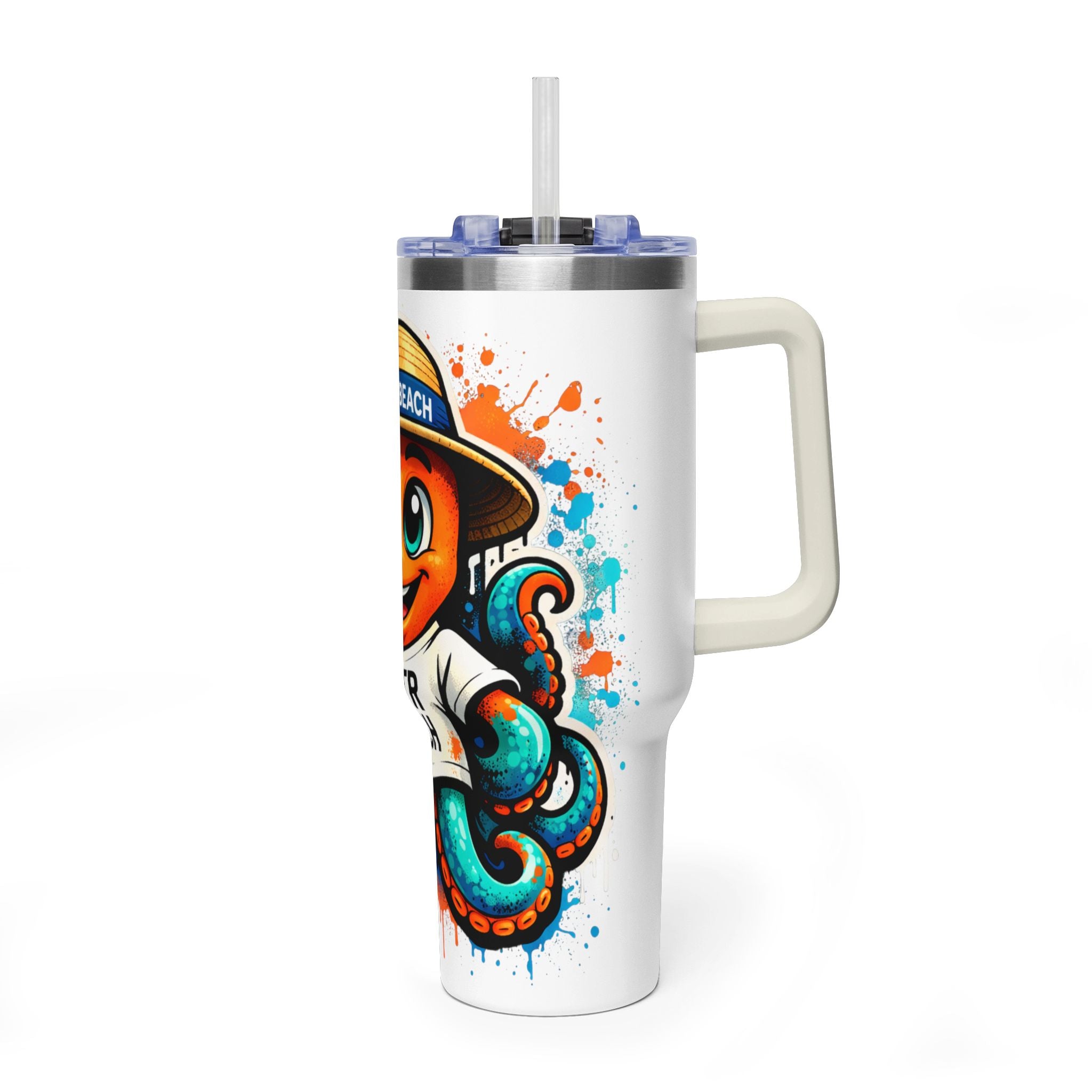 40oz Vacuum Tumbler — B3TR Beach Octopus Design (Insulated Travel Mug)