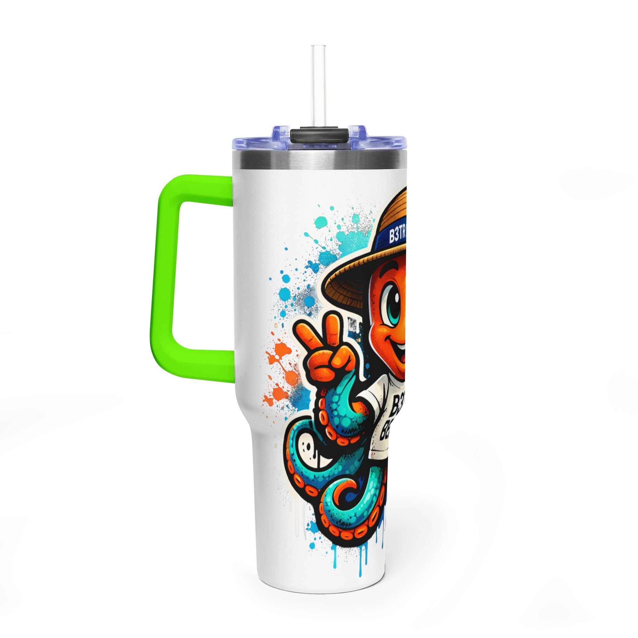 40oz Vacuum Tumbler — B3TR Beach Octopus Design (Insulated Travel Mug)