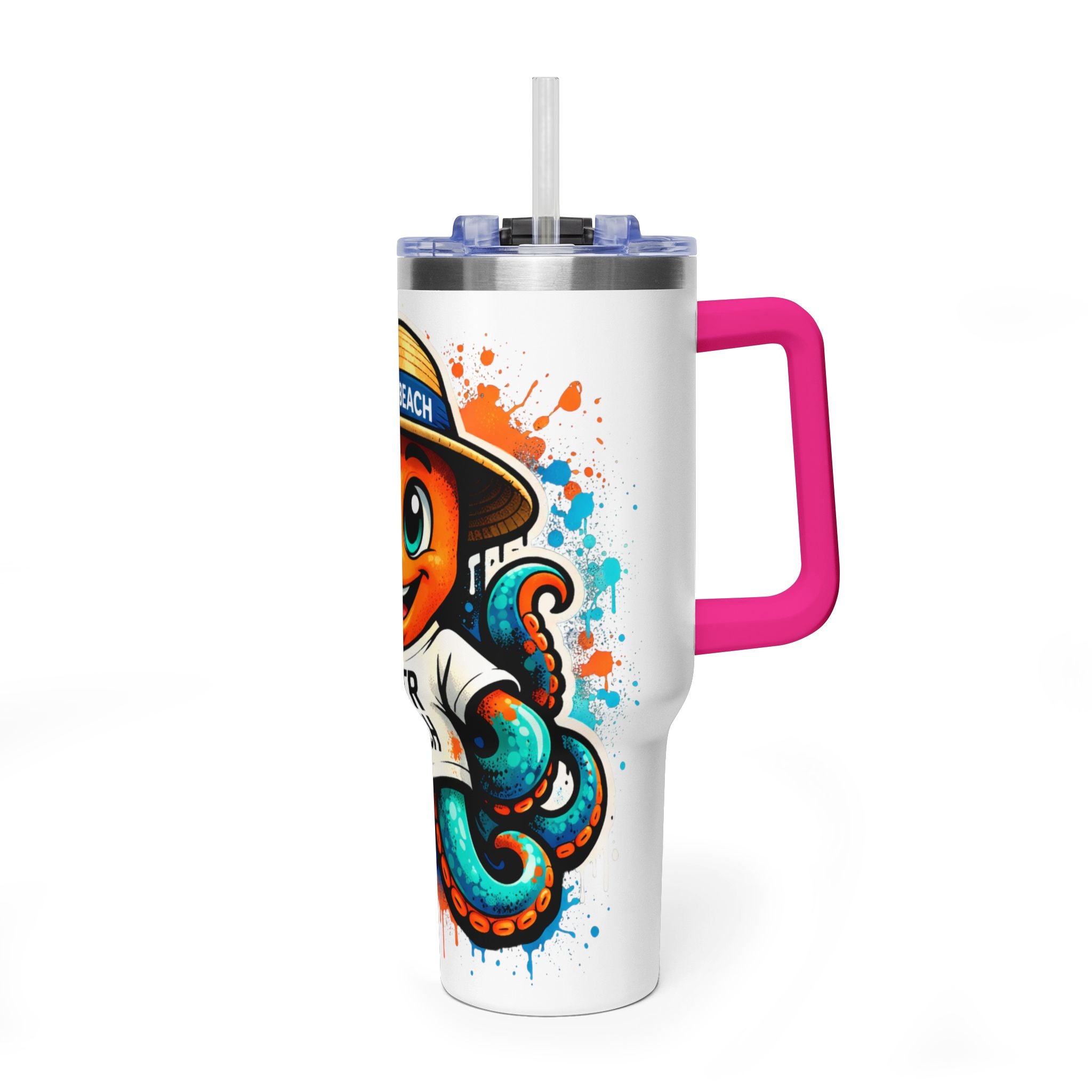 40oz Vacuum Tumbler — B3TR Beach Octopus Design (Insulated Travel Mug)