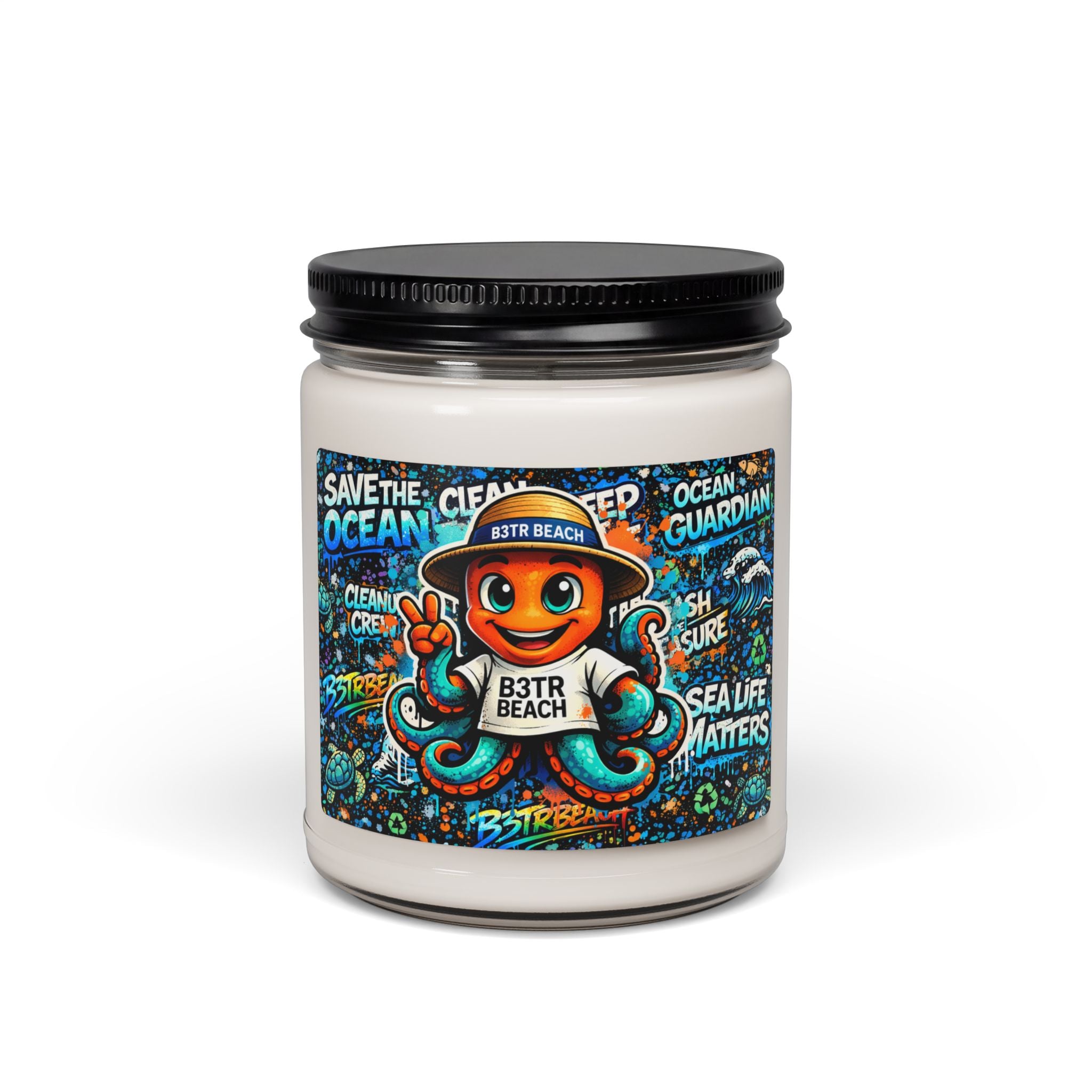 Ocean Guardian Soy Candle — 9oz Scented Candle (Save the Ocean Octopus Design)
