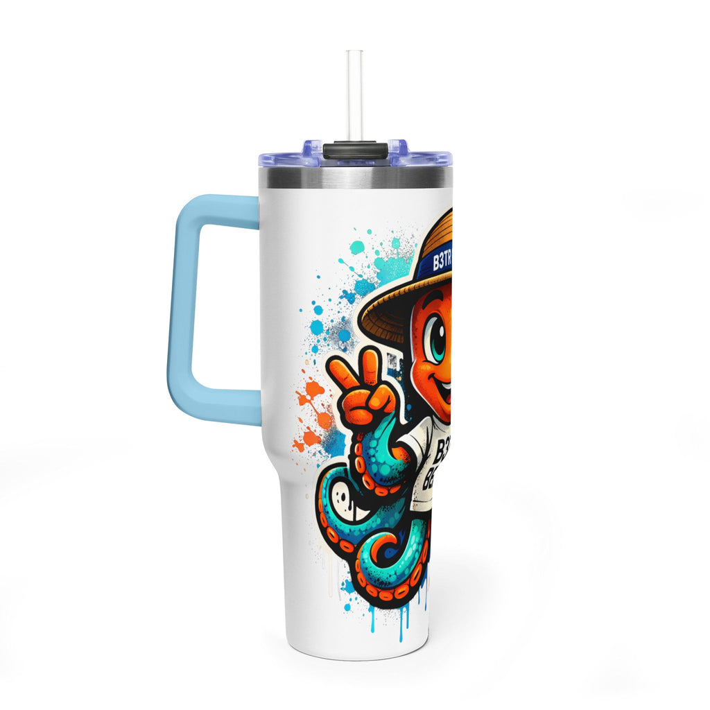 40oz Vacuum Tumbler — B3TR Beach Octopus Design (Insulated Travel Mug)
