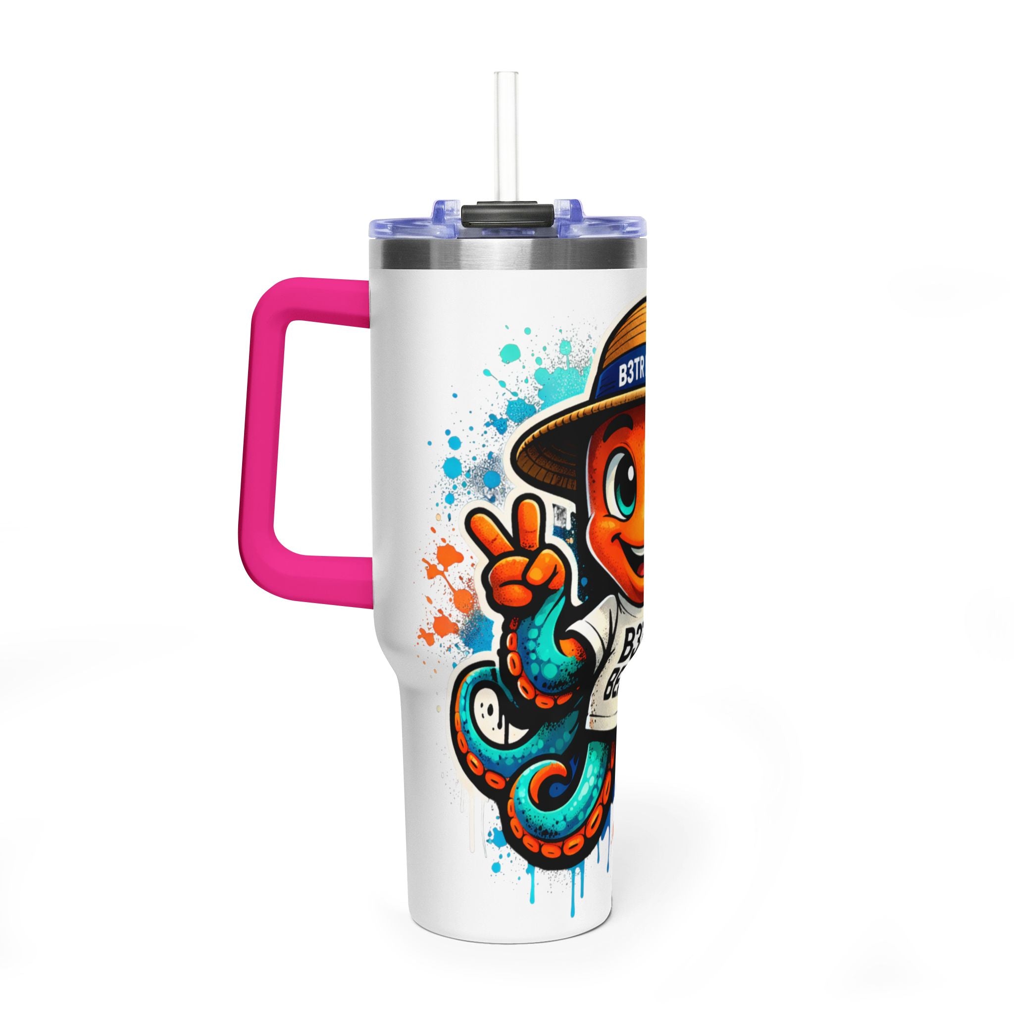 40oz Vacuum Tumbler — B3TR Beach Octopus Design (Insulated Travel Mug)