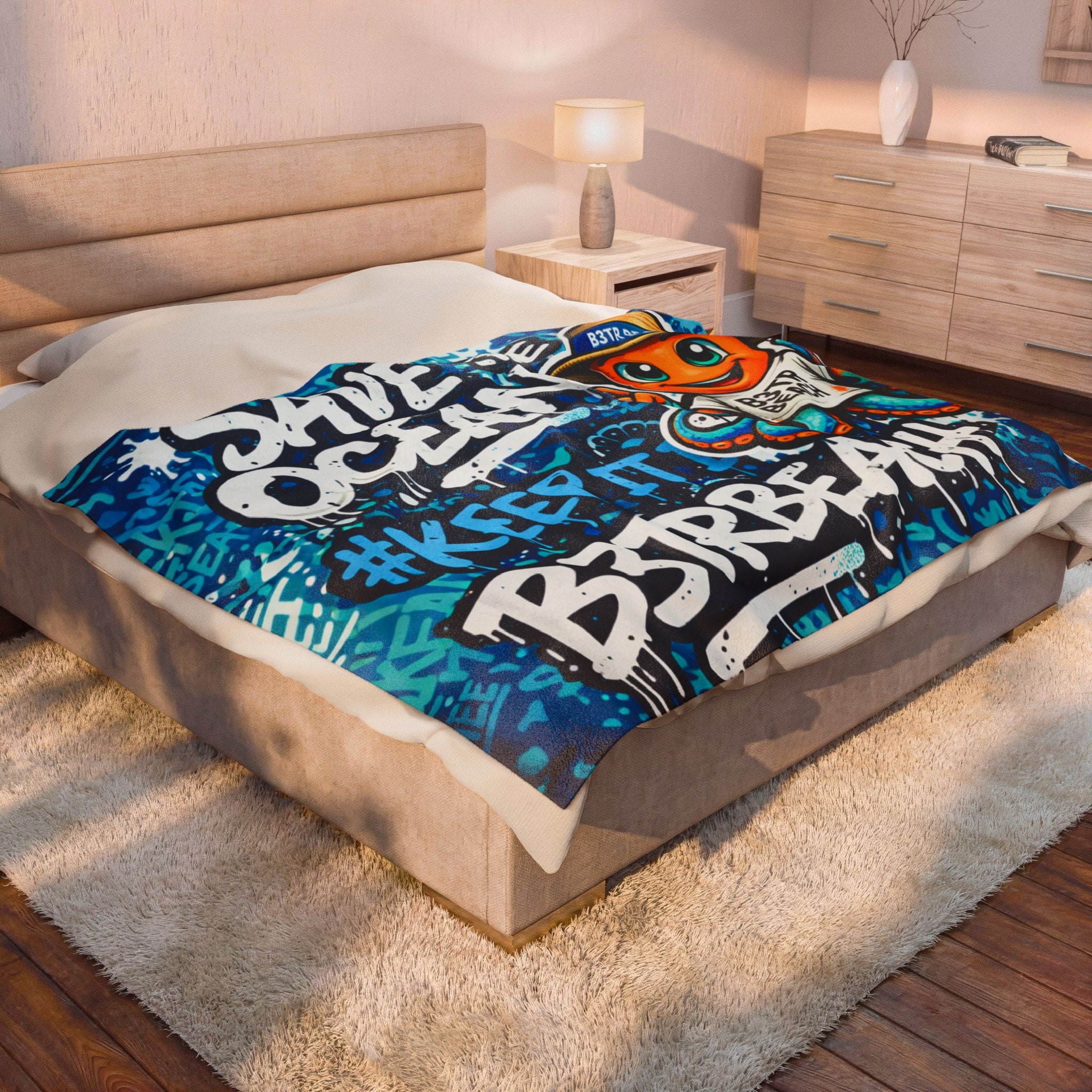 -B3TRBeach “Save The Ocean” 60” x 80” Velveteen Plush Blanket