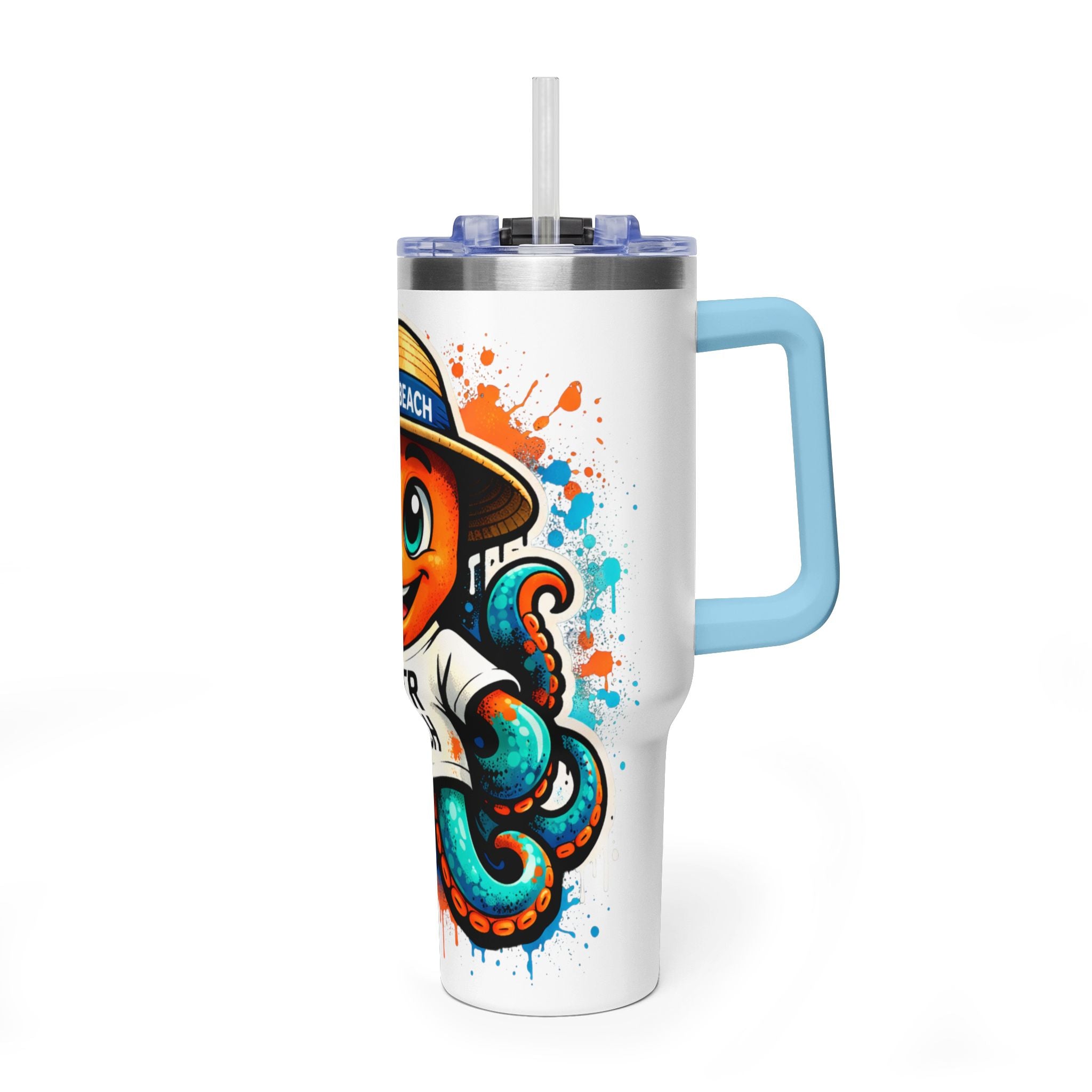 40oz Vacuum Tumbler — B3TR Beach Octopus Design (Insulated Travel Mug)