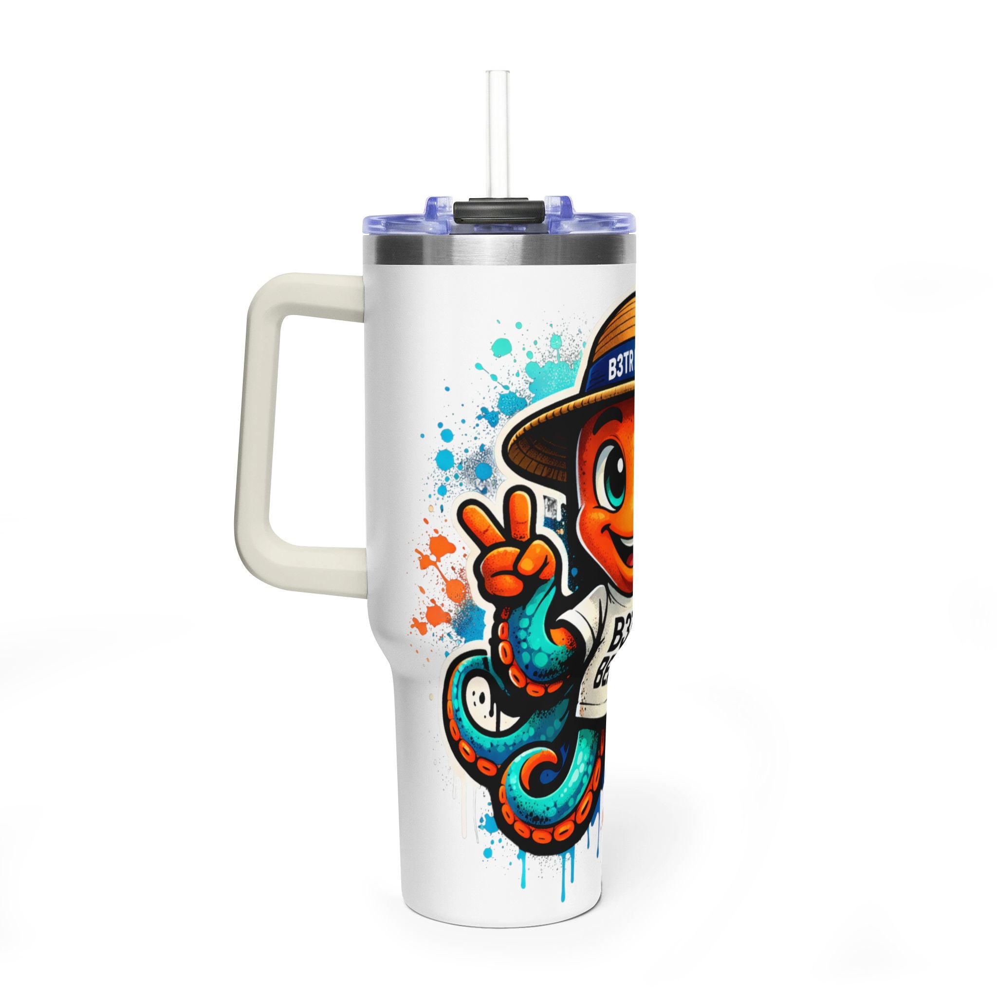 40oz Vacuum Tumbler — B3TR Beach Octopus Design (Insulated Travel Mug)