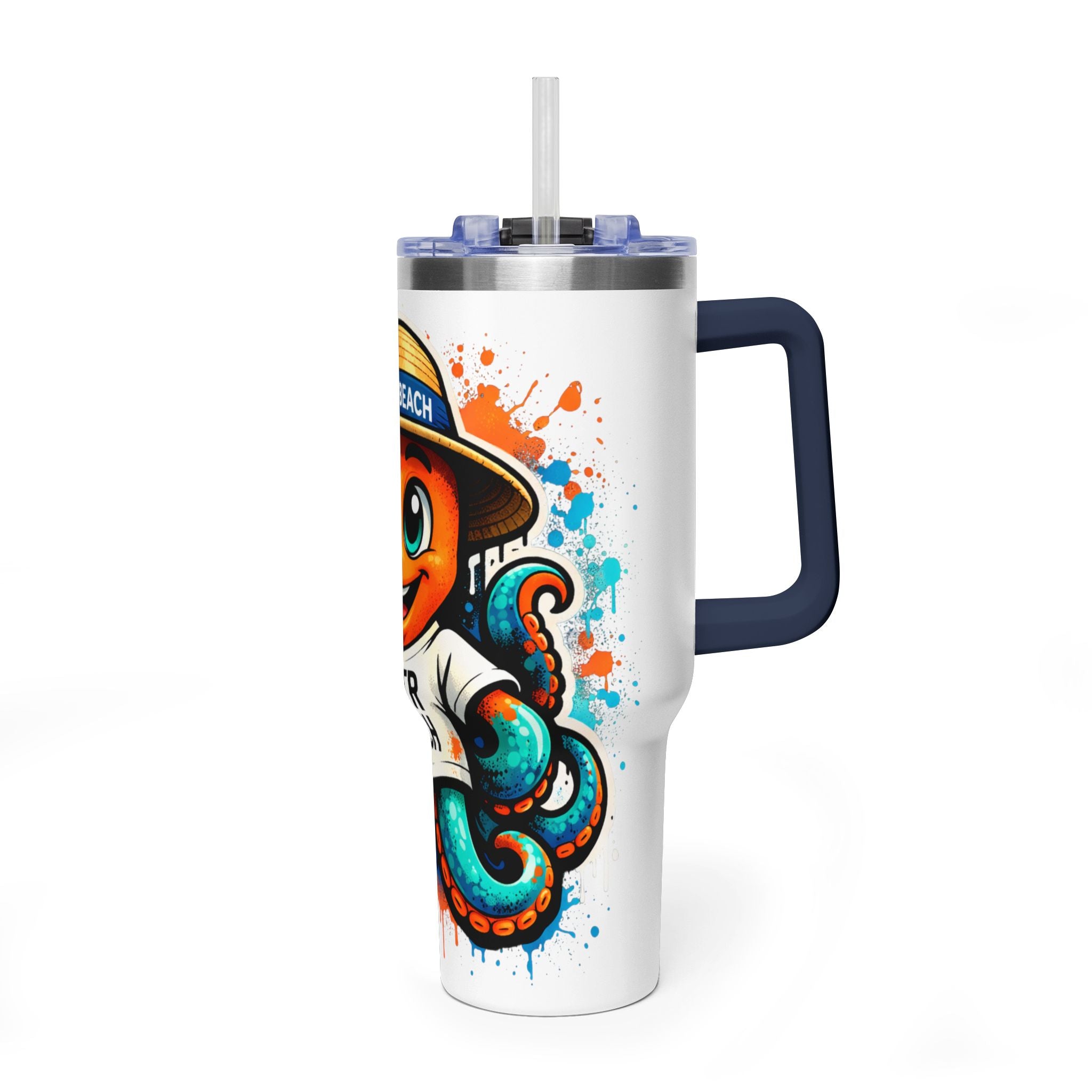 40oz Vacuum Tumbler — B3TR Beach Octopus Design (Insulated Travel Mug)