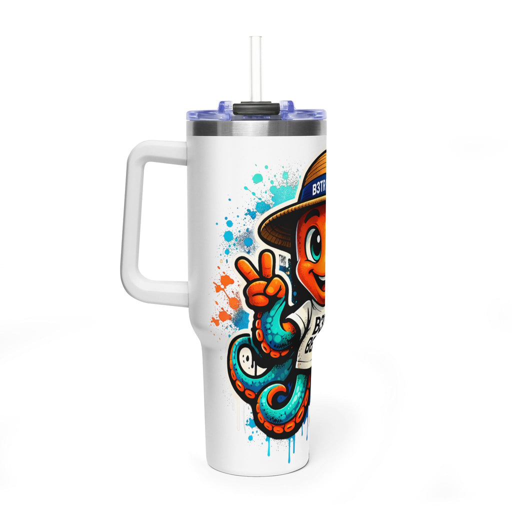 40oz Vacuum Tumbler — B3TR Beach Octopus Design (Insulated Travel Mug)