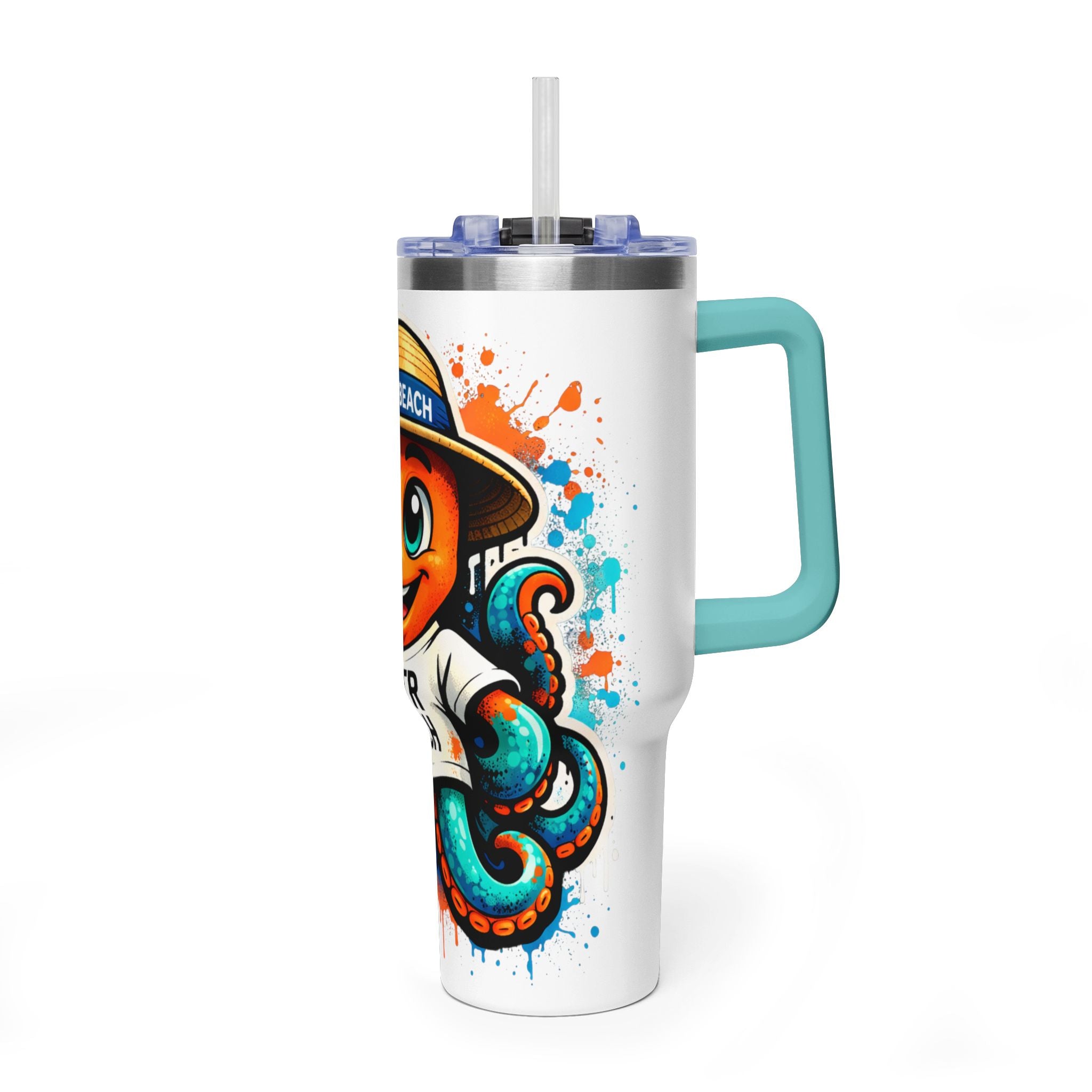 40oz Vacuum Tumbler — B3TR Beach Octopus Design (Insulated Travel Mug)