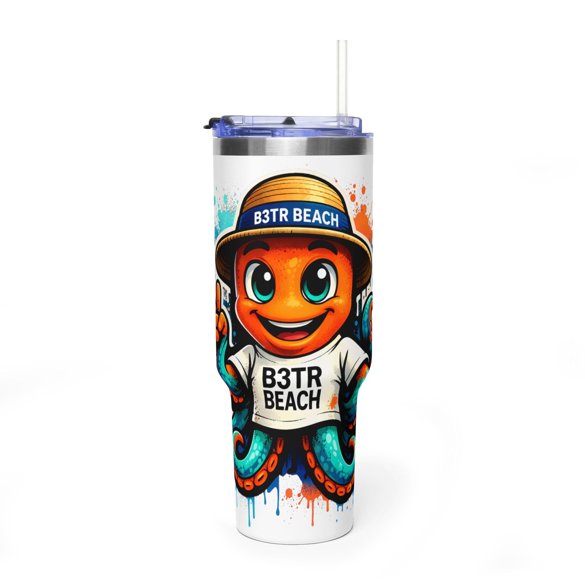 40oz Vacuum Tumbler — B3TR Beach Octopus Design (Insulated Travel Mug)