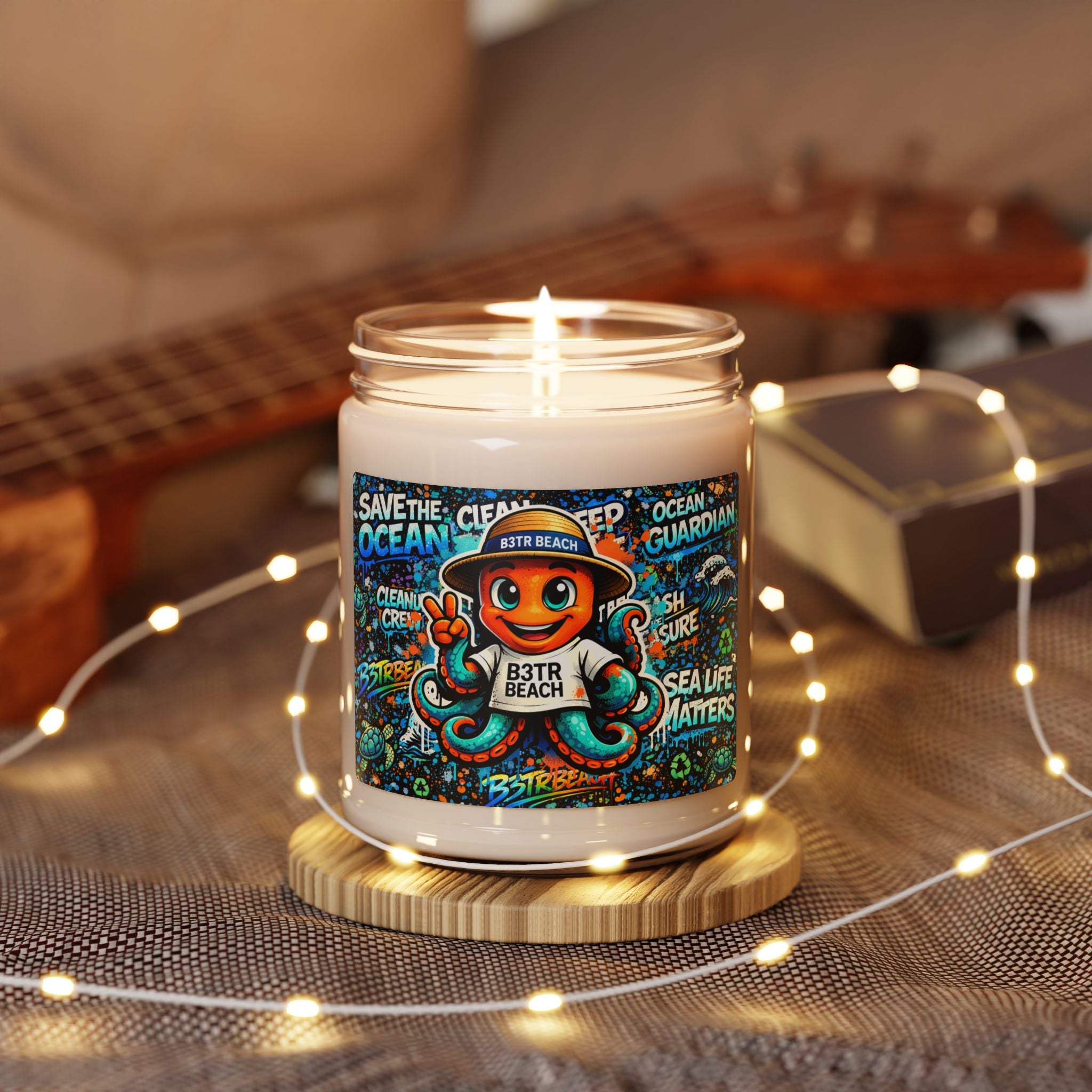 Ocean Guardian Soy Candle — 9oz Scented Candle (Save the Ocean Octopus Design)