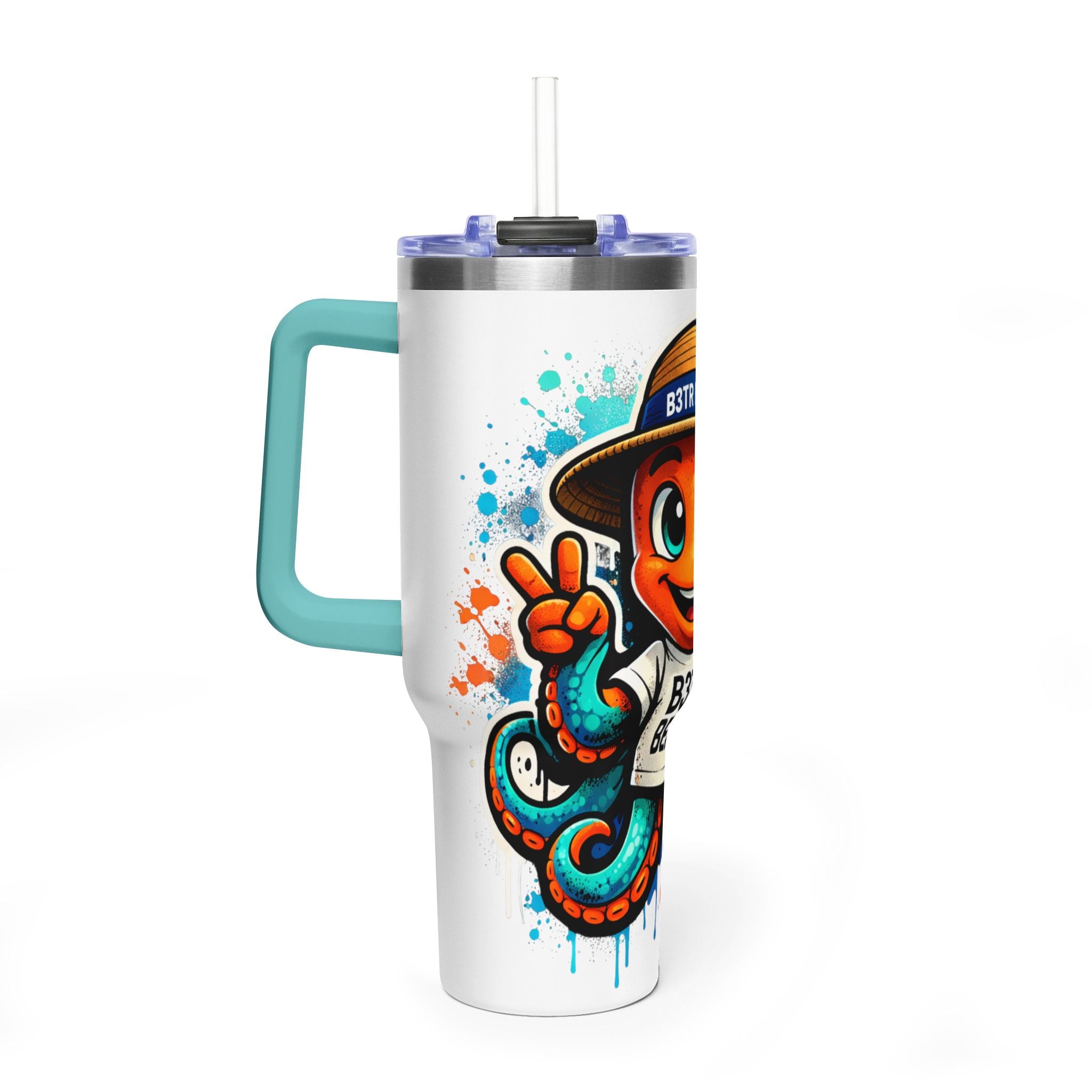 40oz Vacuum Tumbler — B3TR Beach Octopus Design (Insulated Travel Mug)