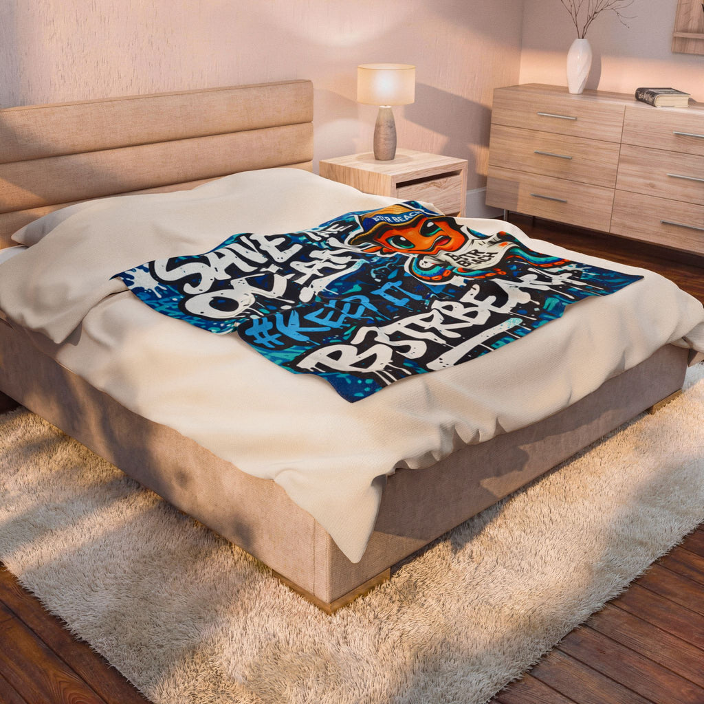 -B3TRBeach “Save The Ocean” 60” x 80” Velveteen Plush Blanket